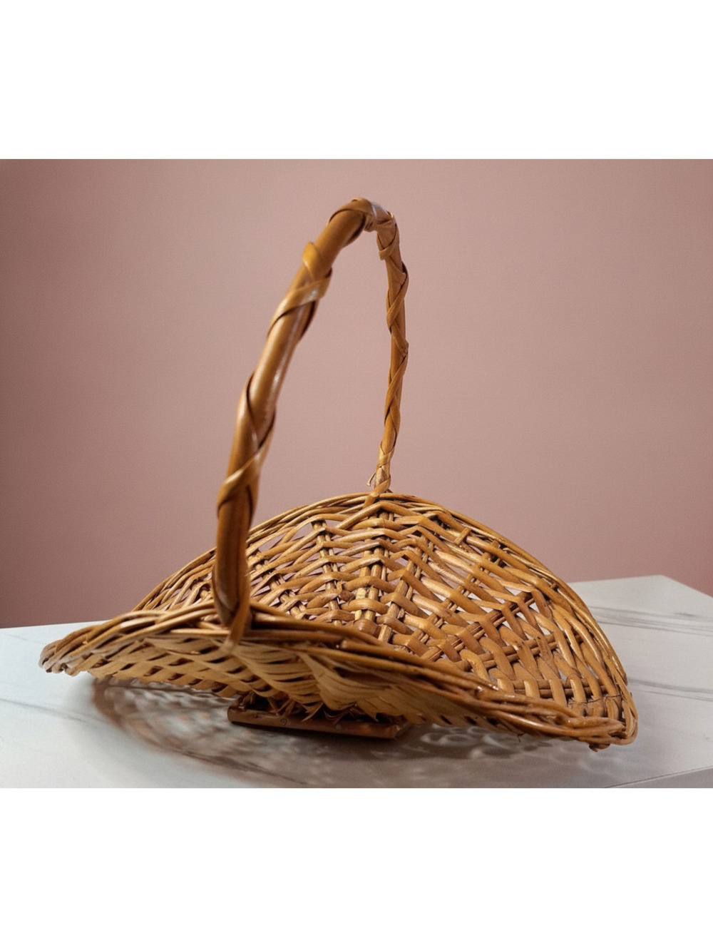 Vintage French-Style Wicker and Rattan Flower Gathering Basket 8"x 10" - Picture 2 of 4